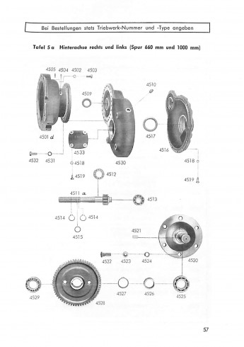 Z03 Ersatzteilliste,Wartungsanleitung (onderhoudsinstructie) ZF -Getriebe A-4 ( achterbrug) . Voor de Porsche Diesel Junior